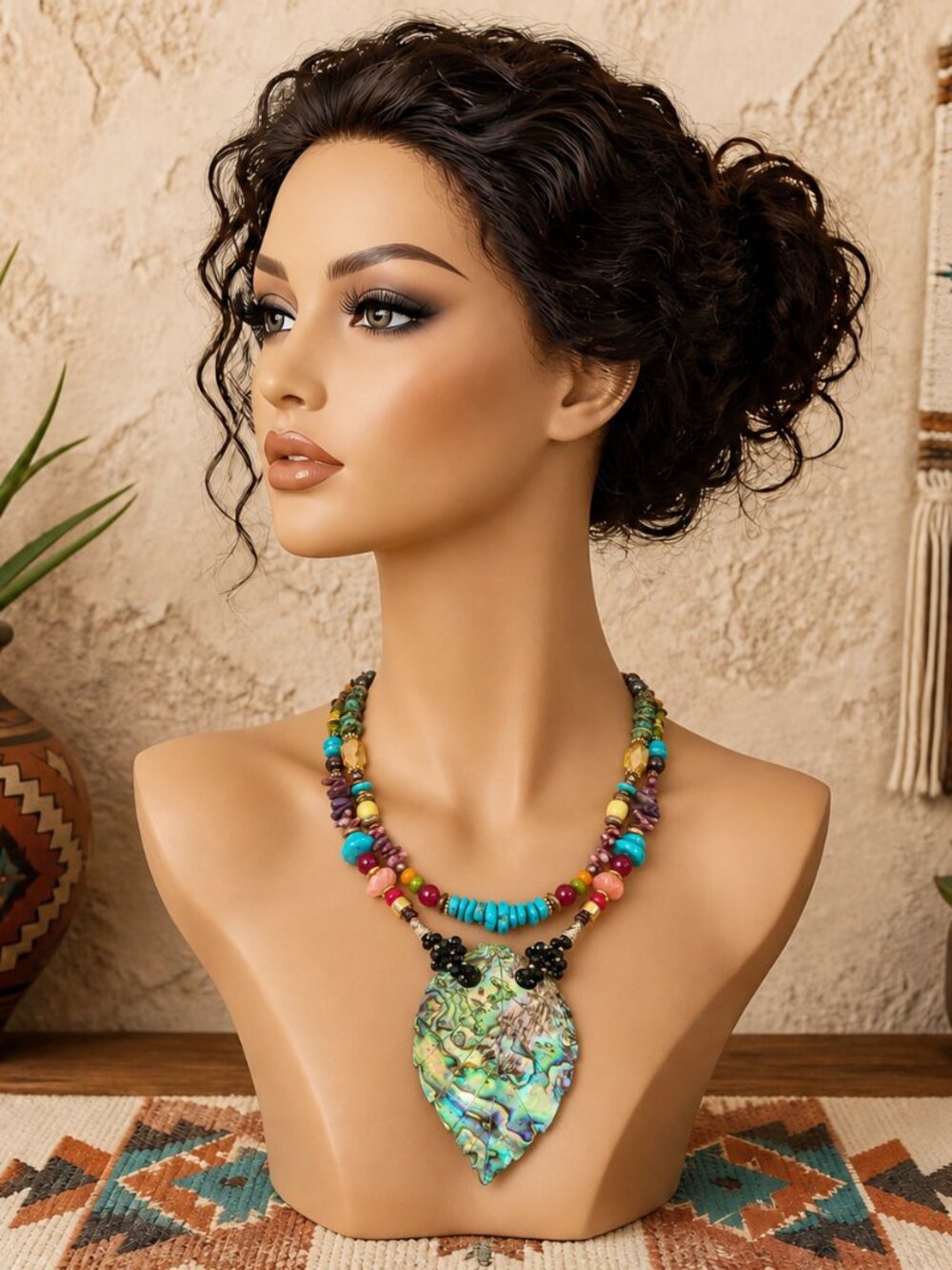 "ABALONE ADVENTURE" Artisan Crafted Statement Necklace - Picture 2 of 13